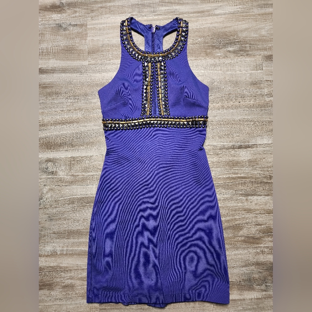 bebe Royal Purple Embellished Mini Dress